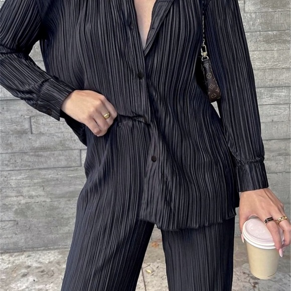 RO & DE Co-ord Set Capsule Collection Wide Leg Pants & Button Top- Size Medium - Picture 2 of 6